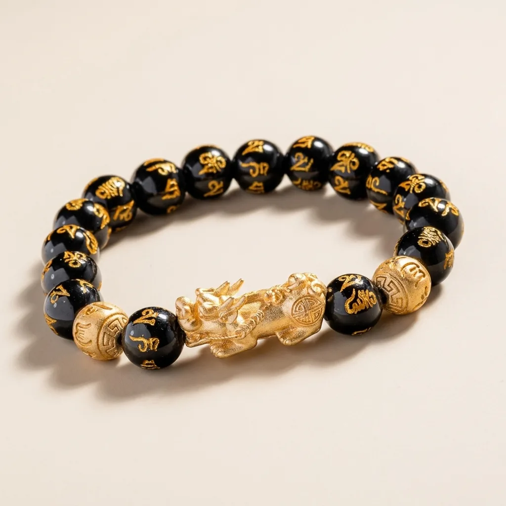 Black Obsidian Bead Bracelet
