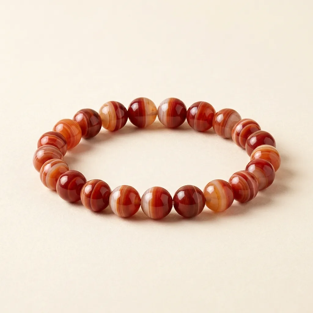 Red Stripe Agate Bracelet